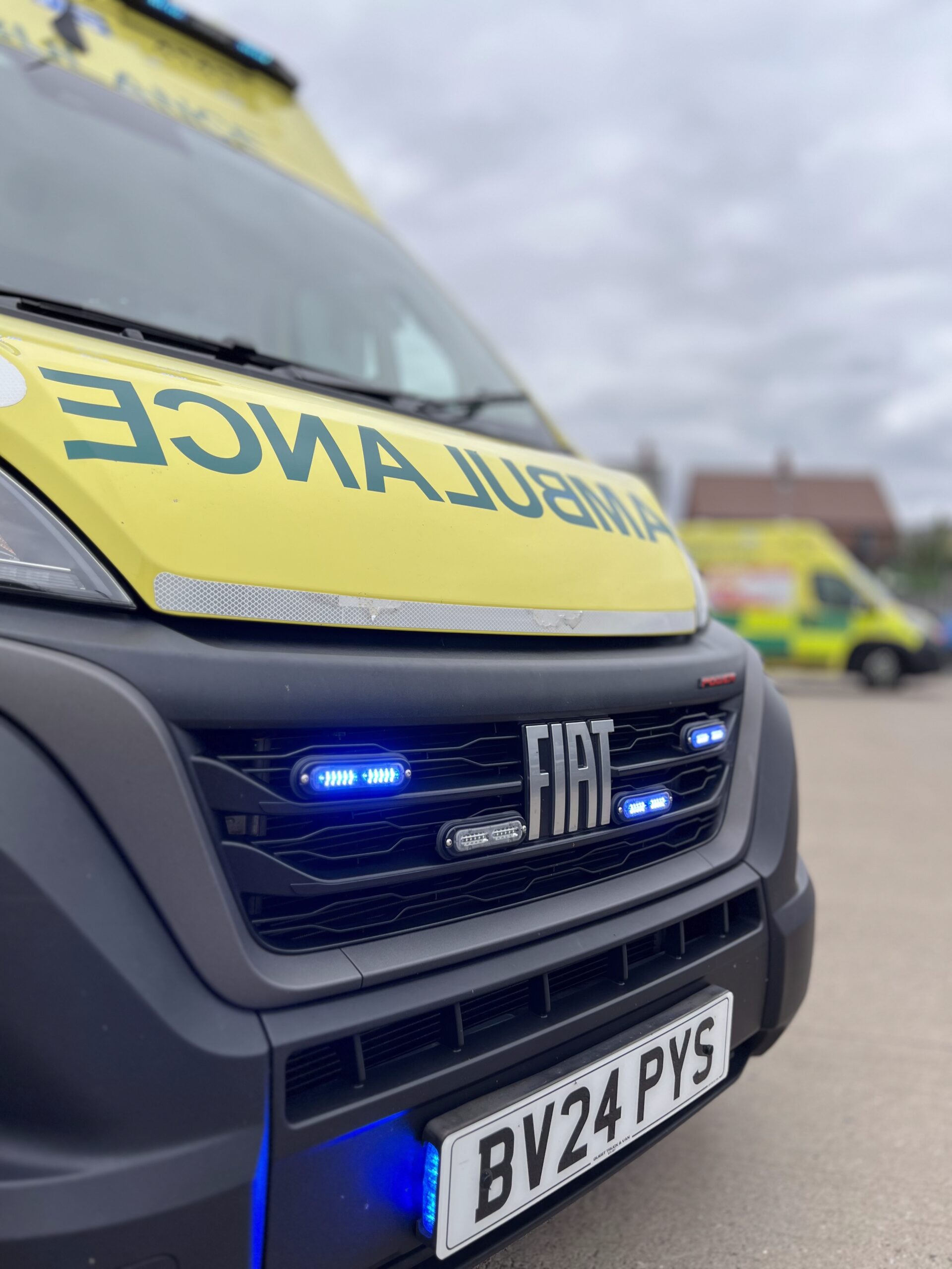 The front of an ambulance