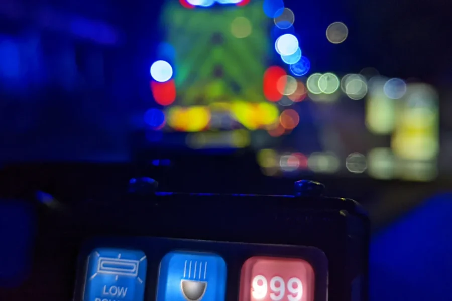 ambulance lights at night blurry